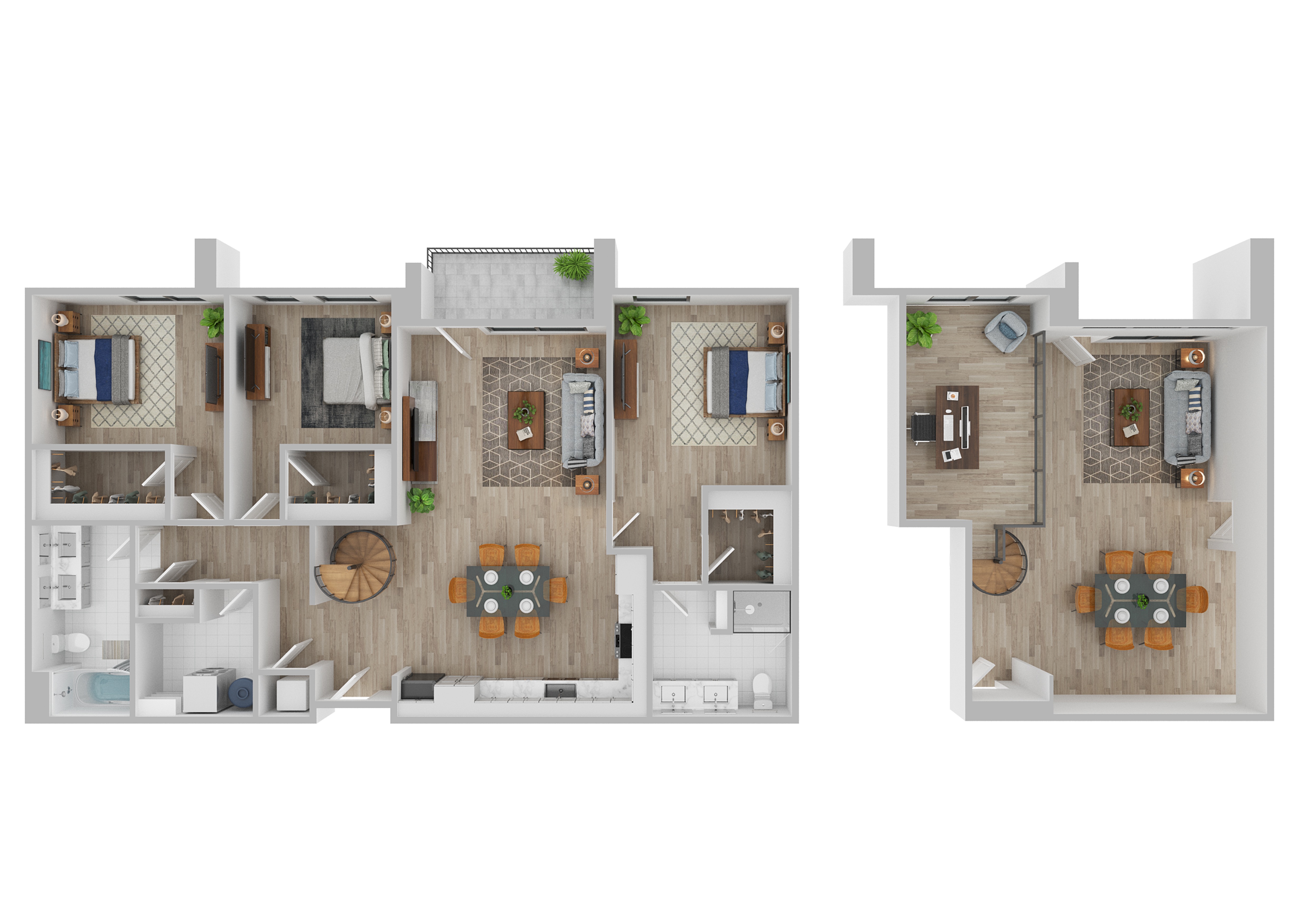 Floor plan for 3 beds, 2 baths